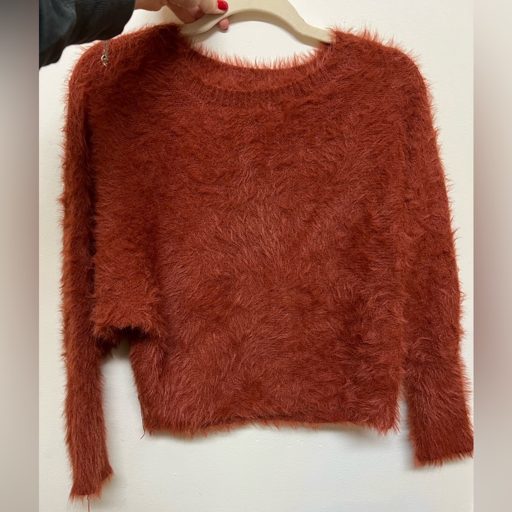 Cozy Women's Fuzzy Sweater - Rust